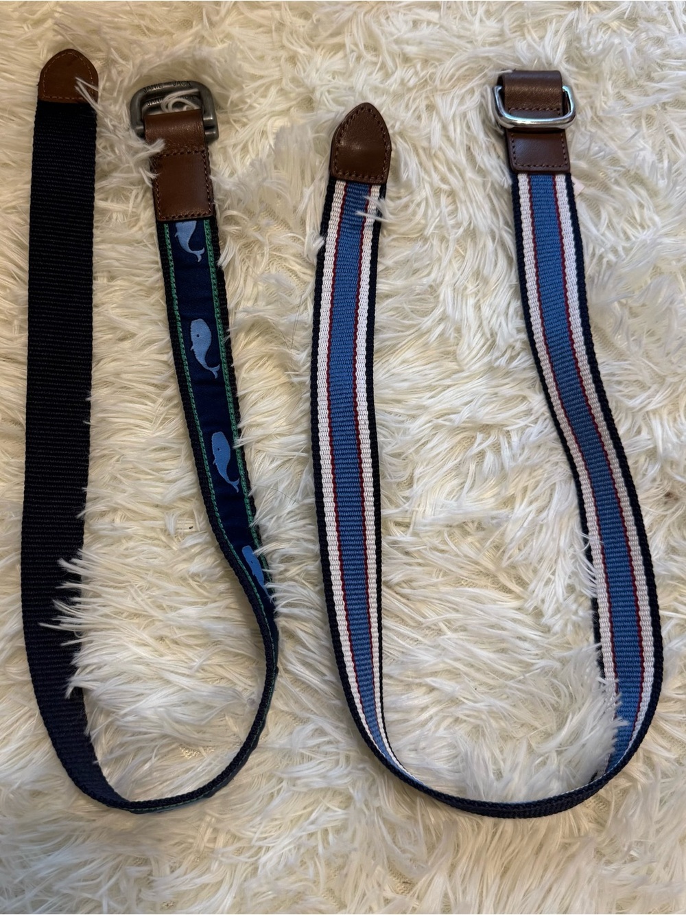 Janie and Jack Navy Whale Motif & Striped Webbing Belts